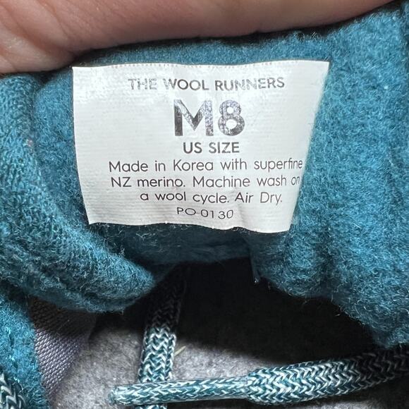 ALLBIRDS The Wool Runnner Men's Sz 8 Thrive Teal Trainers Sneakers Merino Wool - Picture 12 of 12